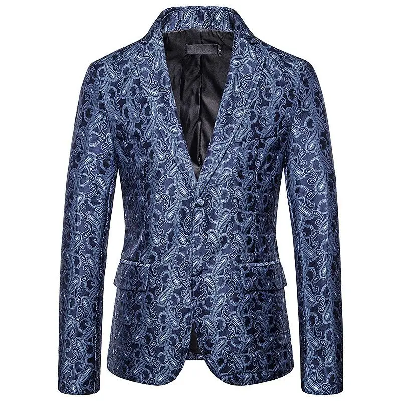 Вечерние мужские блейзеры и куртки с цветным тиснением приталенный мужской