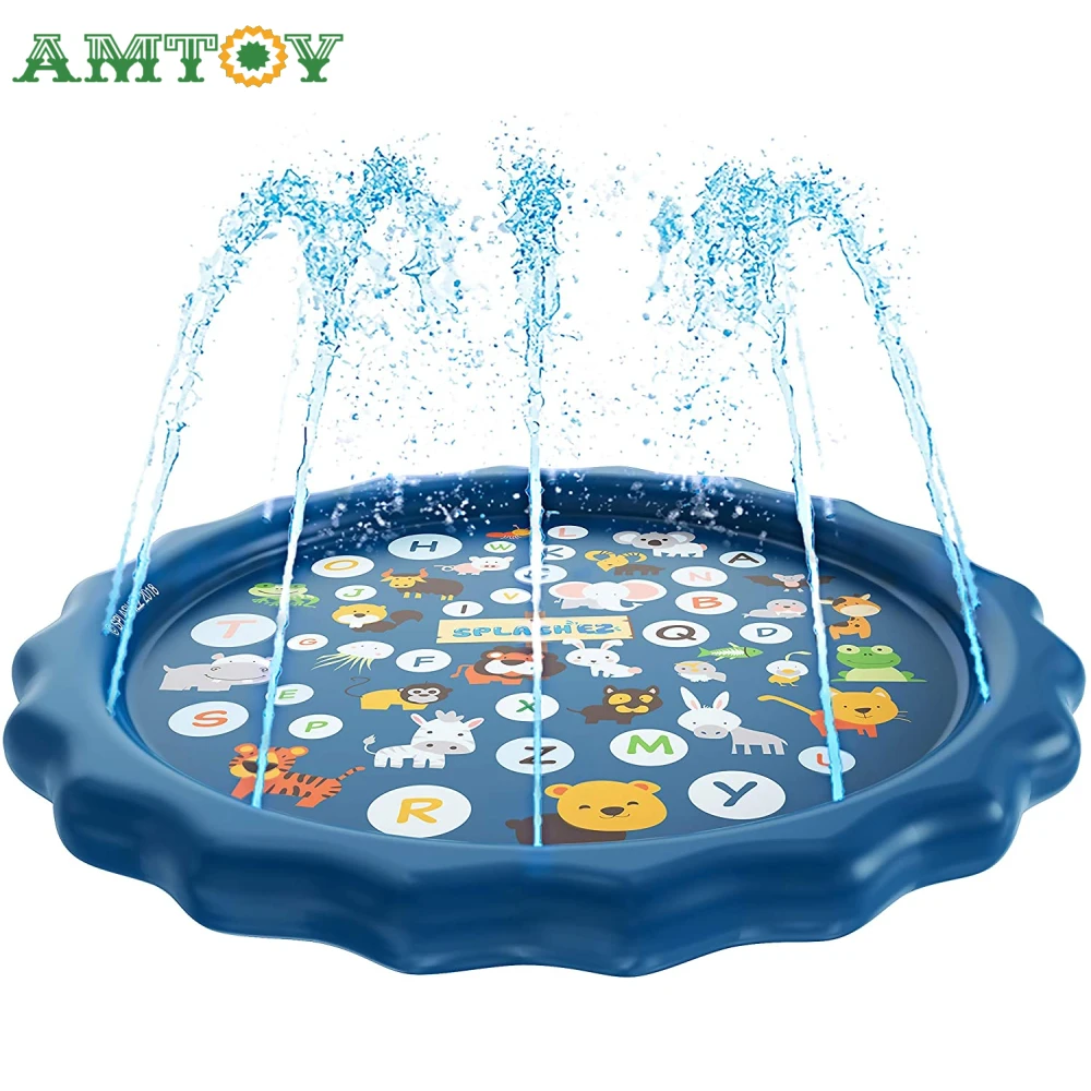 

AMTOY 170cm Kids Sprinkler Pad Mat Childrenâ€™s Sprinkler Pool Water Splash Play Mat Lawn Inflatable Sprinkler Cushion Toy