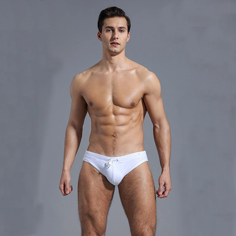 Купальник мужской однотонный пикантные Шорты для купания в багажнике Популярные