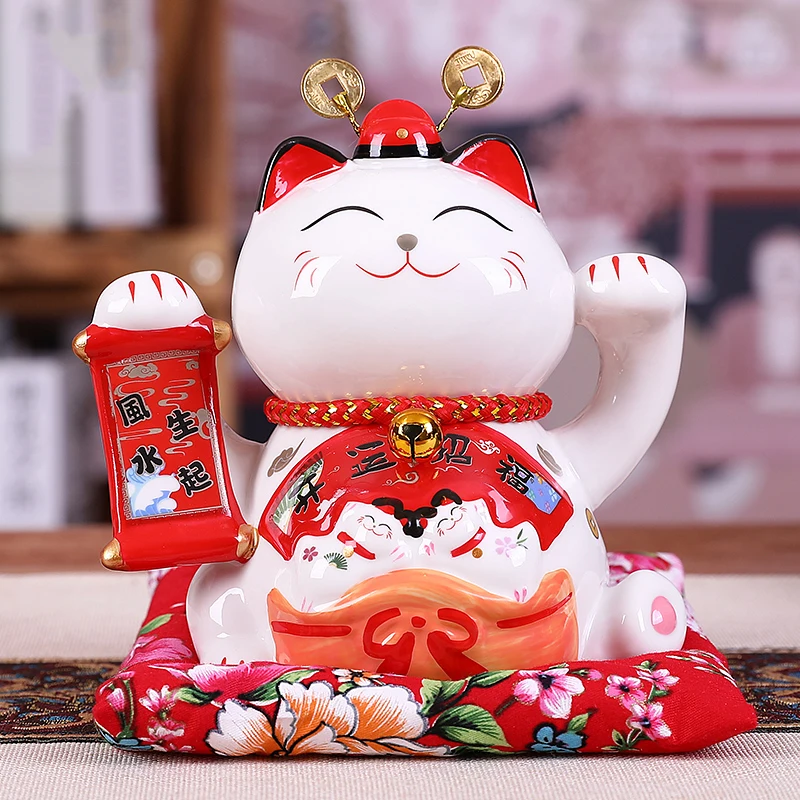 

4.5 Inch Japanese Porcelain Lucky Cat Money Box Home Decoration Ornaments Ceramic Piggy Bank Business Gifts