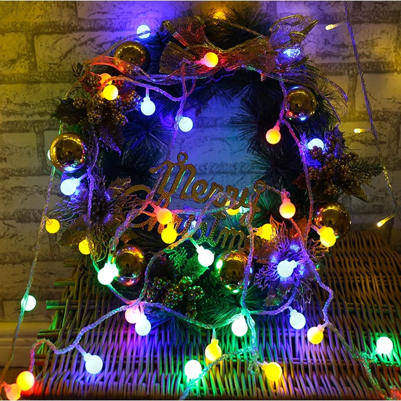 2M 5M 10M Fairy Garland LED Ball String Lights Waterproof for Christmas Tree Wedding Home Indoor Decoration Battery Powered