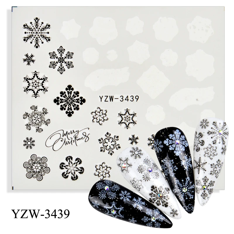 

4PCS/Lot New Water Nail Stickers Snowflake Nail Art Water Transfer Stickers Decals Watermark Tattoo Manicure Decorations