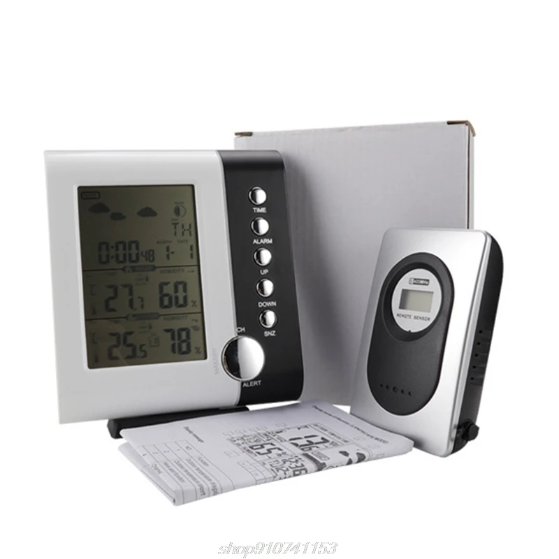 

Indoor Outdoor Thermometer Wireless Weather Station Forecaster Temperature Humidity Snooze Alarm Clock Calendar M30 21 Dropship