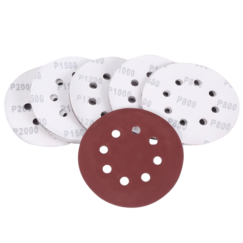 

25pcs 5 Inch Sanding Discs 125mm 8 Hole Sandpaper 800 1000 1200 1500 2000 Grit