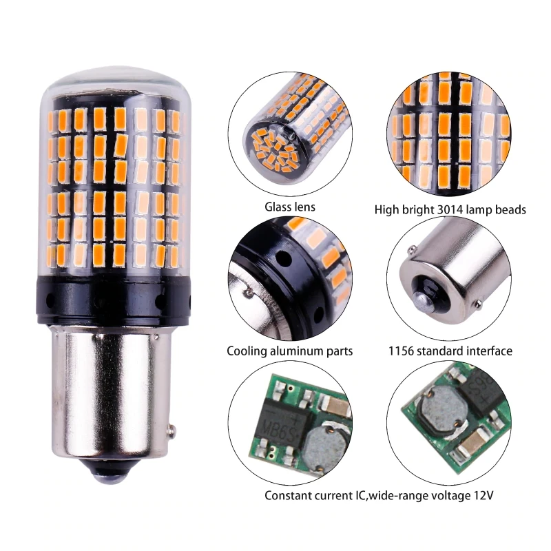 

1 шт., светодиодные лампы для указателей поворота, BAY15D BAU15S PY21W T20