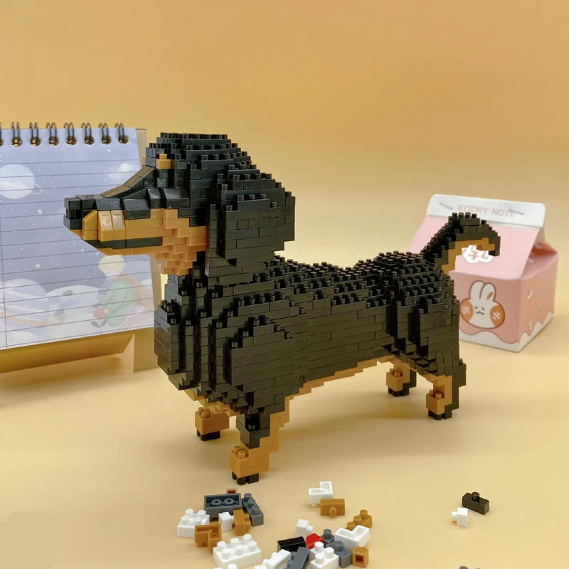 Balody 18244 мультфильм черная такса собака животное 3D модель DIY Мини Алмазные блоки