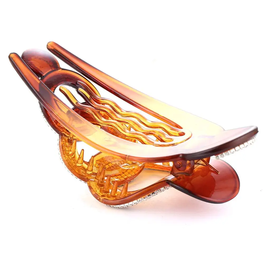 Extra Large Black Brown Crabs Clamp Hair Clip for Women Rhinestone Plastic Hairpin Barrettes Styling Tools Accessories |