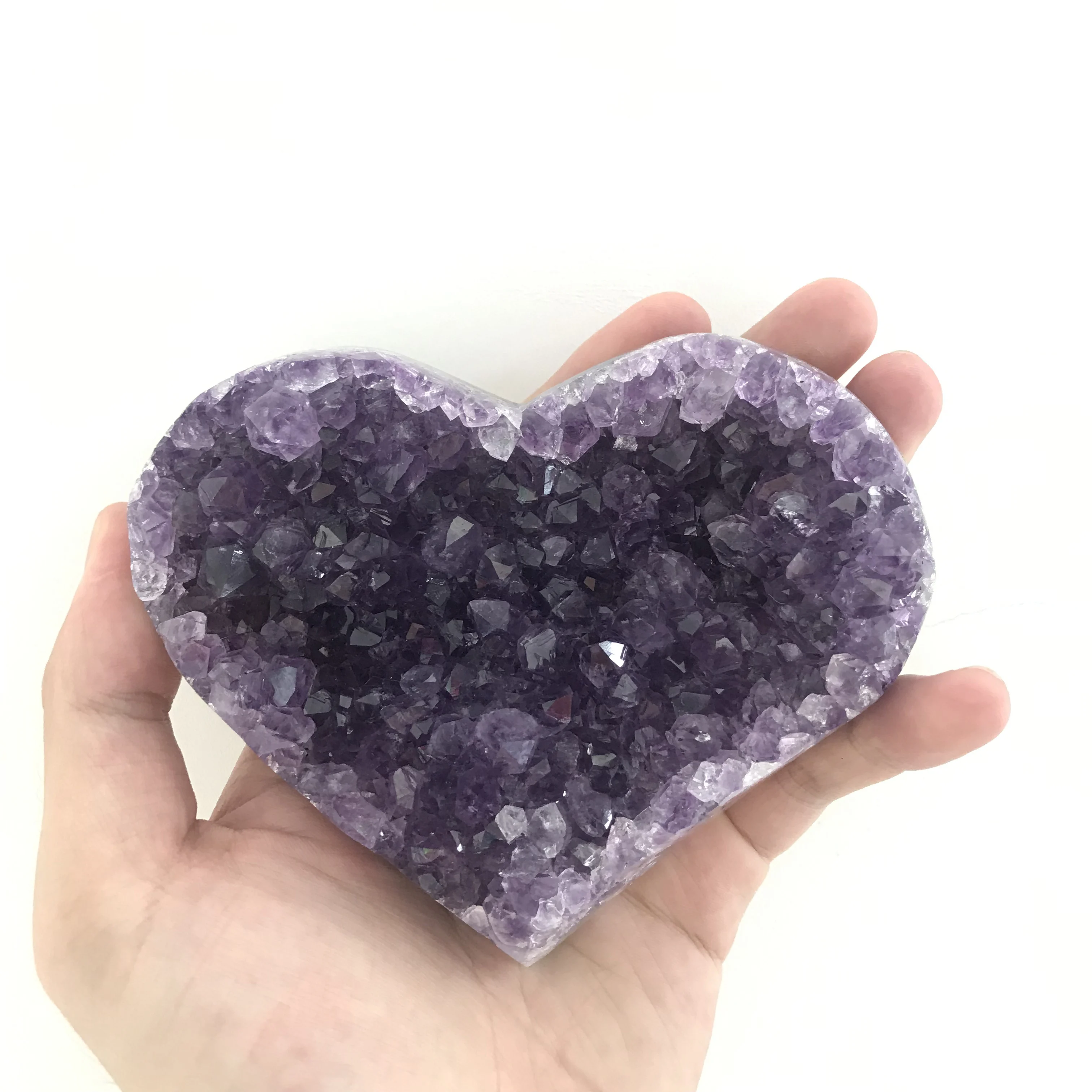 Высокое качество аметист кластеры в форме сердца камень ручной работы и