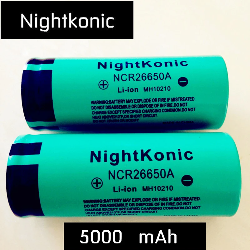 Высококачественный Nightkonic 26650 аккумулятор 5000mAh 3,7 V 50A литий-ионный аккумулятор для светодиодный фонарь