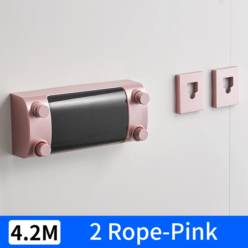 2 Rope-Pink Выдвижная Веревка для белья домашняя уличная сушилка для одежды ABS пластик балкон невидимая одежда вешалка для белья Сушилка двойная веревка - Цвет: 2 Rope-Pink