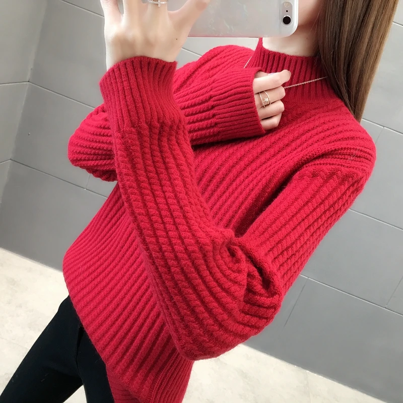 

467944 real photo solid half high collar twist knitting insert sweater [zone B 12]2019ag