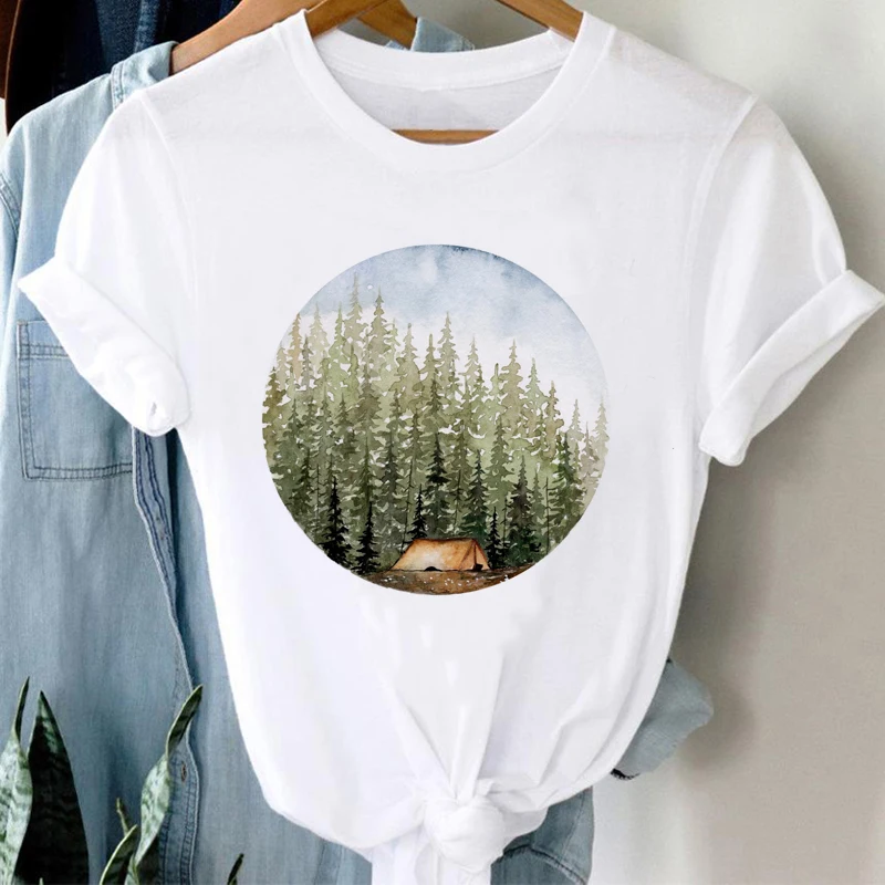 

New Women T-shirts Casual Plus Size Punk Vintage T Shirts Harajuku Streetwear Cool Autumu Mountain Printed Tshirts Femme Clothes