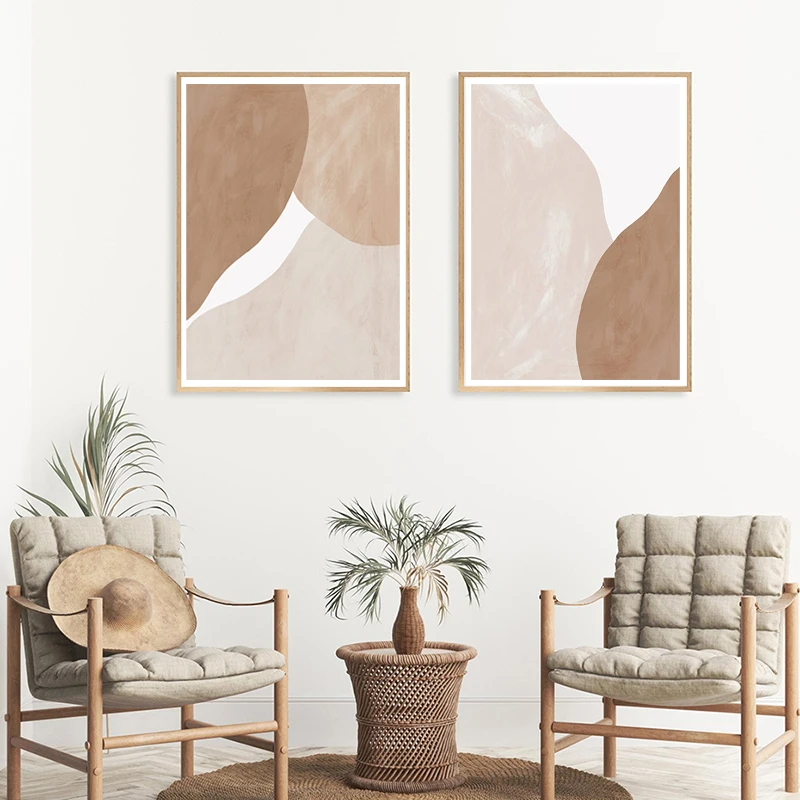 

Abstract Boho Beige Watercolor Geometric Line Canvas Painting Wall Art Picture Poster Print Living Room Interior Home Decoration