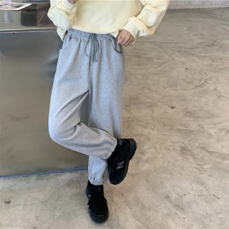 

Elegant OL Elastic High Waist Loose Drawstring Casual Harem Pants Women 2021 New Sweatpants OL Solid Sportswear Trousers