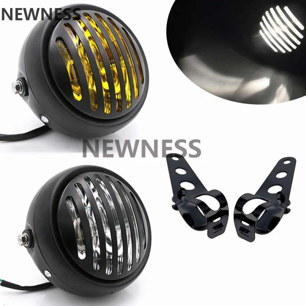 Винтажный светло желтый мотоциклетный гриль 6 5 дюйма передняя фара с боковым