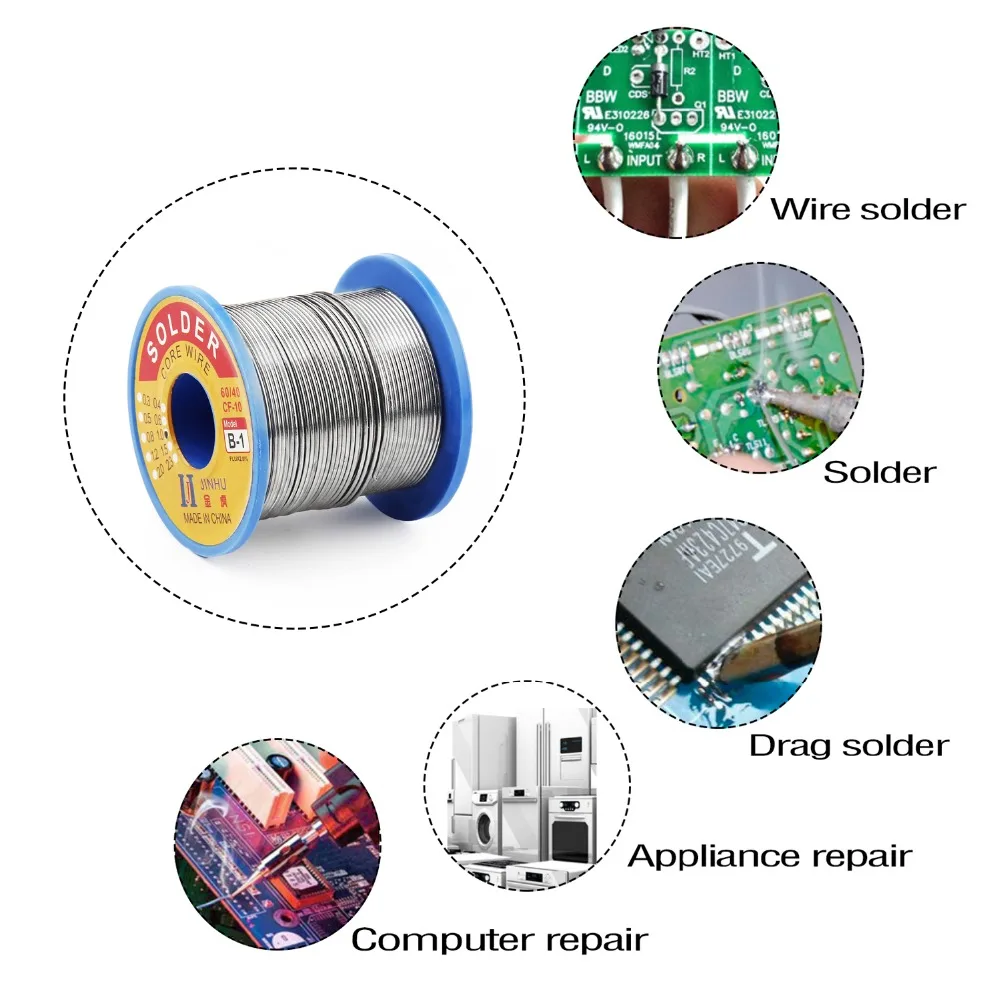 

HOT 250g 0.5mm 0.6mm 0.8mm 1.0mm 2.0mm 60/40 Tin Lead Rosin Core Solder Wire for Electrical repair, IC repair