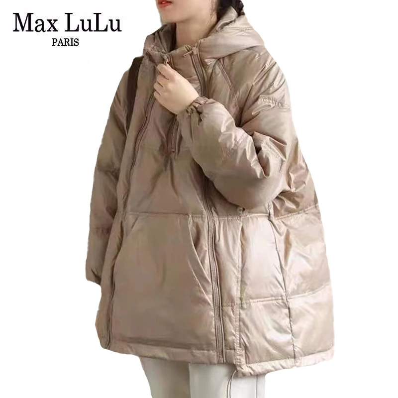 Max LuLu Winter 2021 British Style Fashion Vintage Casual Womens Parkas White Duck Down Gothic Jackets Warm Loose Snow Clothes