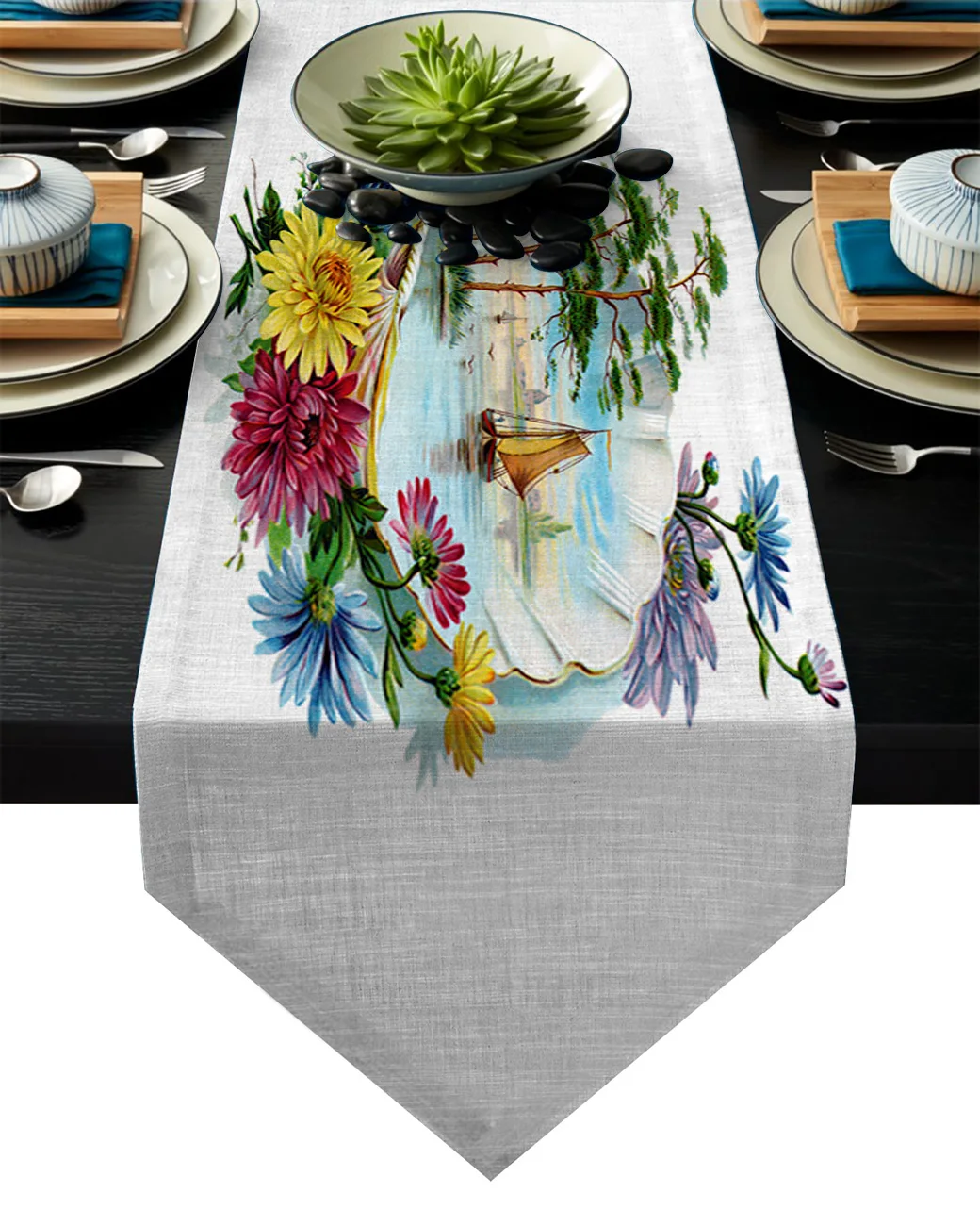 Настольная дорожка s Современная фантазия страны чудес цветы натуральная