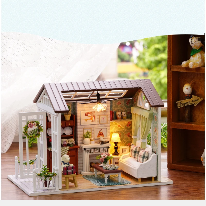 

Миниатюрная модель 3D «сделай сам», деревянный домик-марионетка, набор мебели, аксессуары для взрослых и детей, игрушки на день рождения