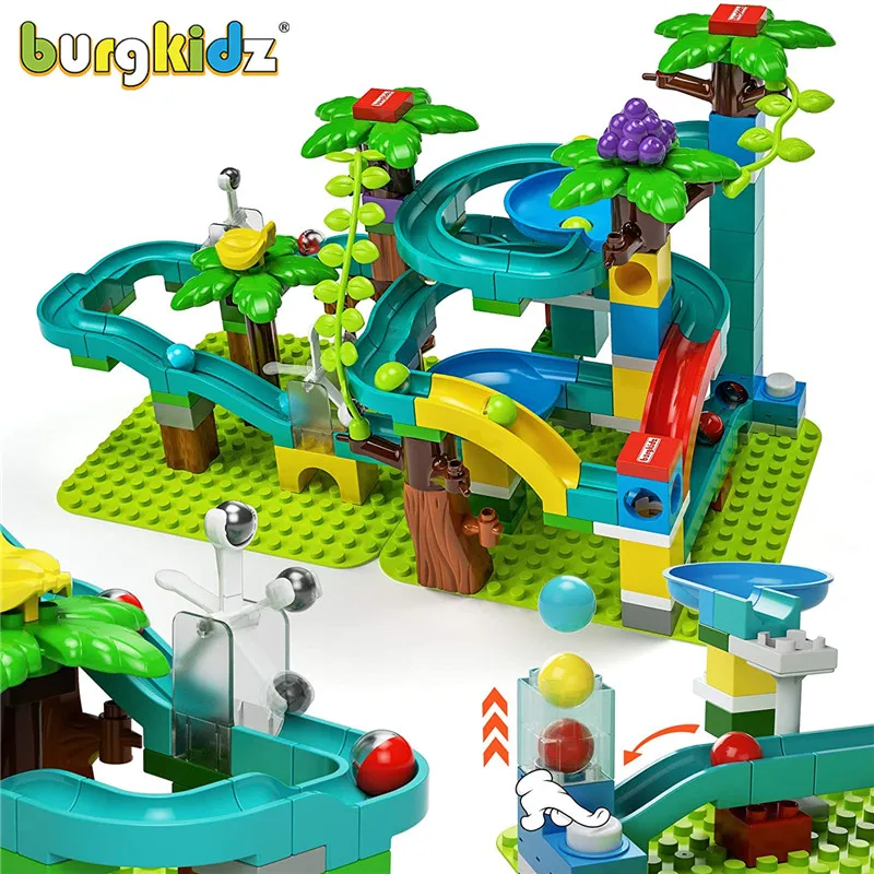 124 шт. Мрамор забе город строительные блоки Воронка слайд лабиринт мяч большой