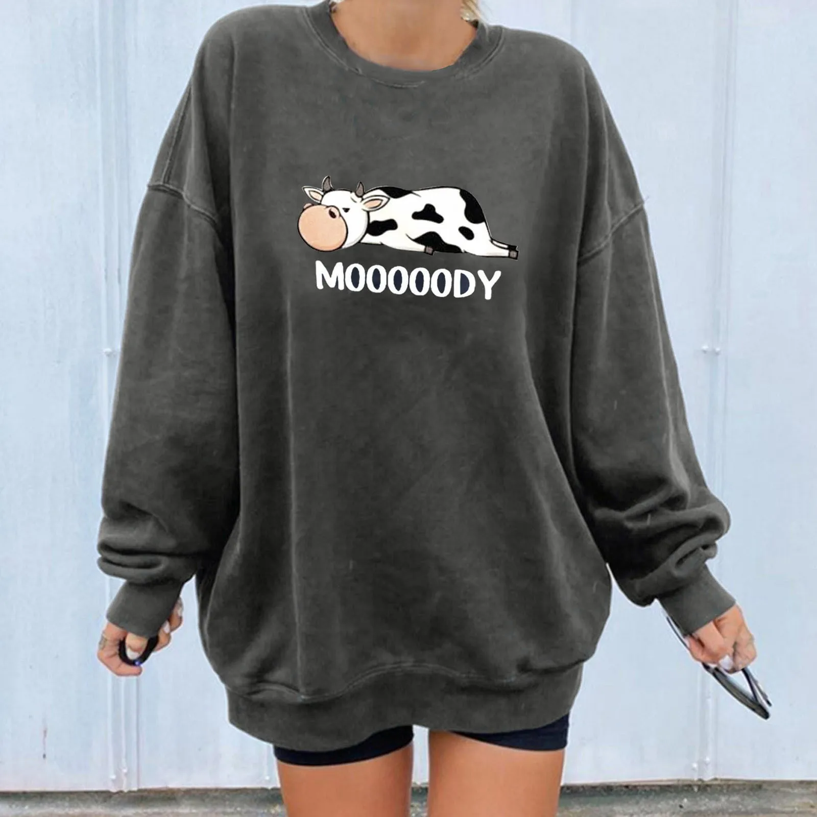 

Blusa Trendy Style Women Fish Printed Casual Solid Cartoon Cow Printing Long Sleeves Sweatshirt Pullover Tops Chandail Pusero
