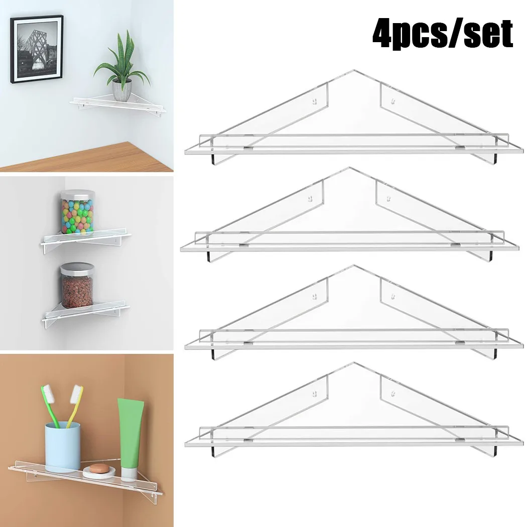 

4PCS/Set Bathroom Rack Environmental Protection Acrylic Corner Shower Shelf Stand In Stock Drop Shipping