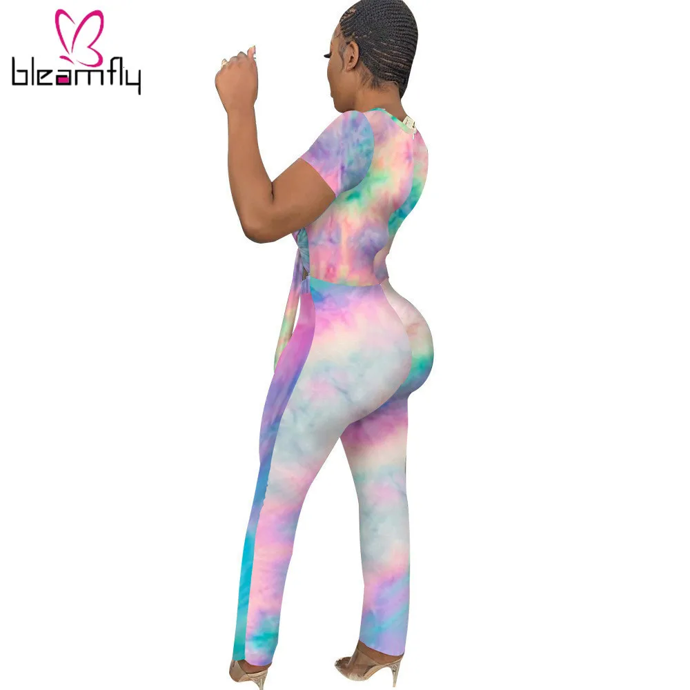 Новинка женский сексуальный комбинезон в разноцветную полоску с рисунком