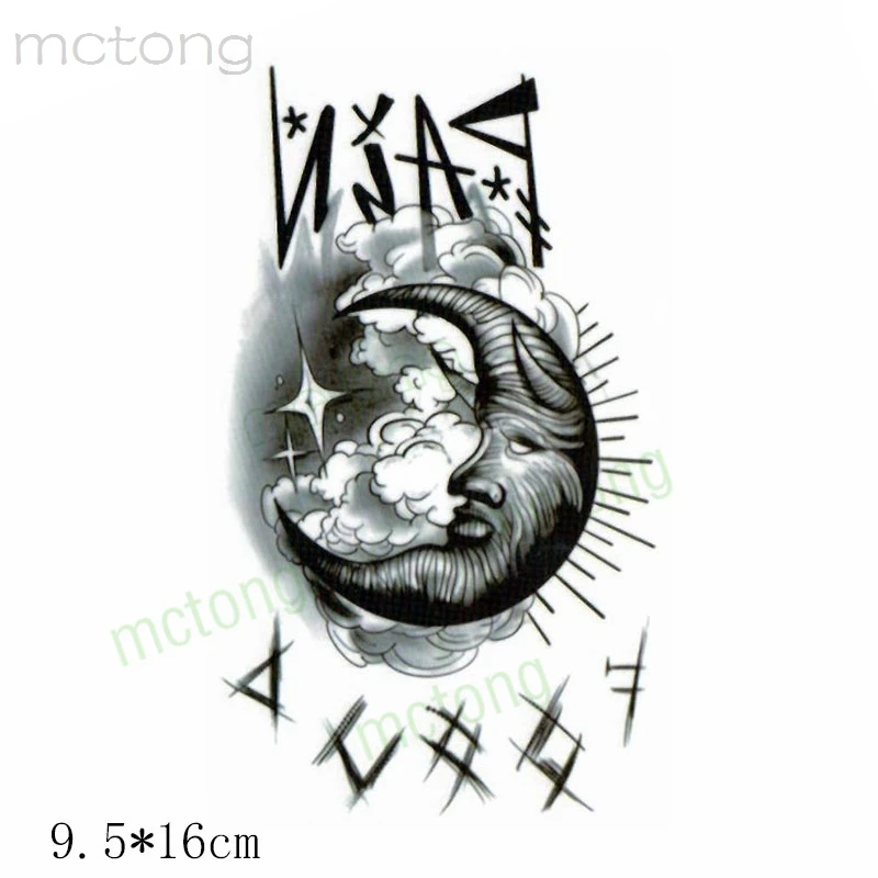 Водостойкая временная татуировка наклейка Черный кот звезда Луна покрытие