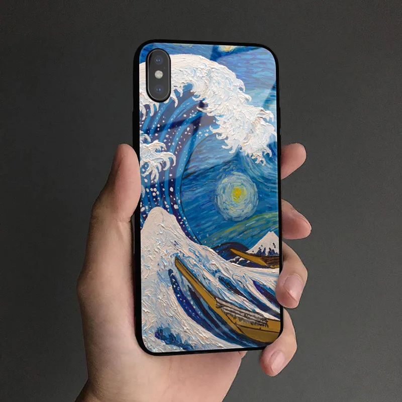 Ukiyo-e The Great Wave off Kanagawa мягкий силиконовый стеклянный чехол для телефона iPhone SE 6 6s 7 8