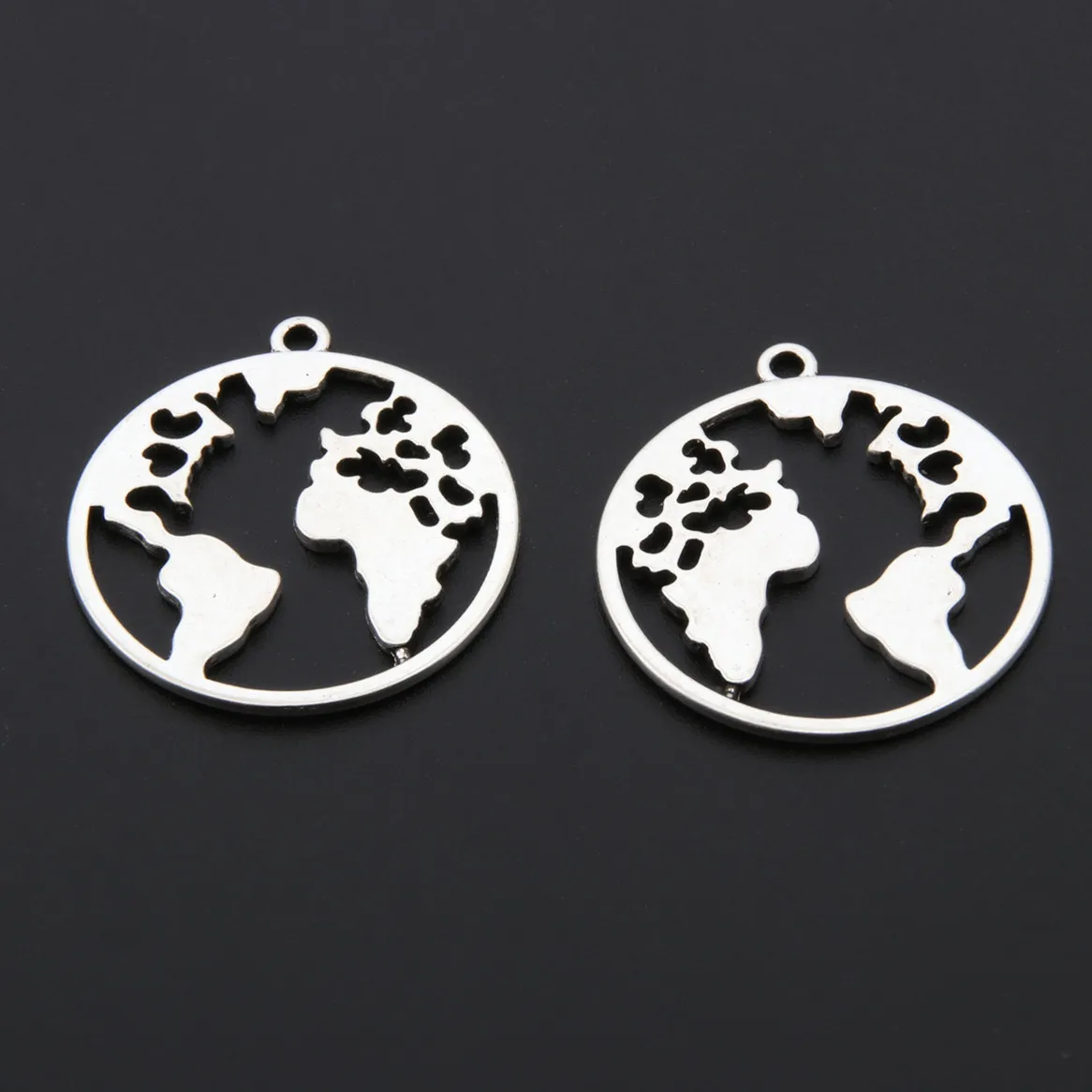 20 шт. серебряные подвески в виде карты мира|Шармы| |