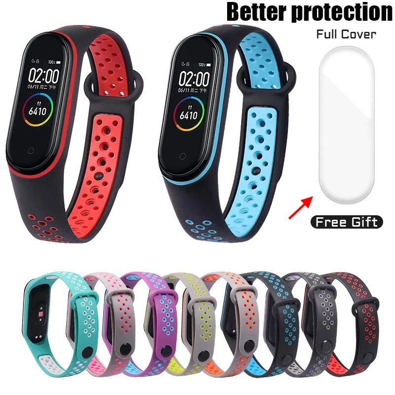 Ремешок дышащий для смарт-часов Xiaomi Mi Band 3 4 5 6 цвет в ассортименте - купить по