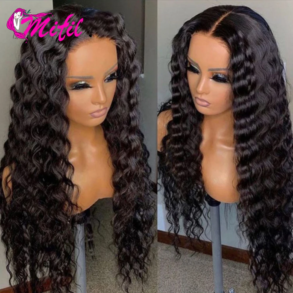 

Mifil Burmese Hair Deep Wave Wig Remy Human Hair Lace Wigs Pre Plucked Deep Wave Frontal Wig For Women 4x4 Closure WigS 32 Inch