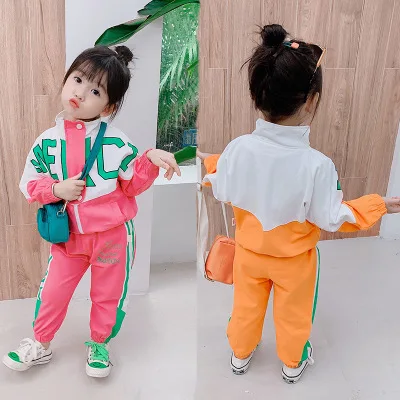 

2020 Autumn Kid Boy Girl Clothing New Casual Tracksuit Long Sleeve Letter Zipper Sets Infant Clothes Baby Pants 1 2 3 4 Years