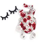 Sanlutozбоди с цветочным принтом для новорожденных; Милый боди для маленьких девочек + повязка на голову; Комплект из 2 предметов; Хлопковая летняя одежда для младенцев