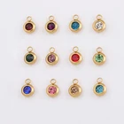 12 шт.лот Разноцветные Подвески-кристаллы золотого цвета с камнем-талисманом из нержавеющей стали, круглые подвески со стразами 6,5 мм, ювелирные аксессуары