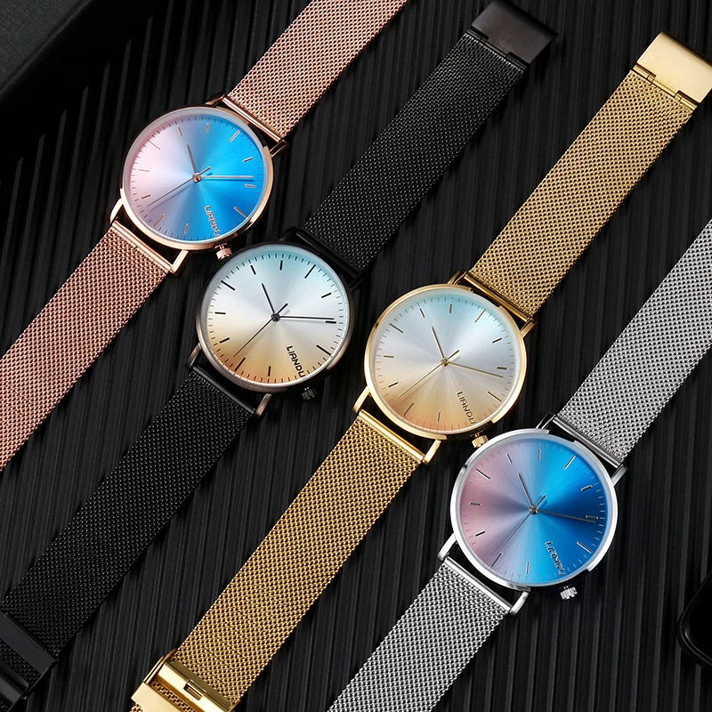 

Calendar Men Watch Fashion Simple Colorful Jewelry Quartz Wristwatch RoseGold Male Mesh Clock Relogio Feminino Dropshipping