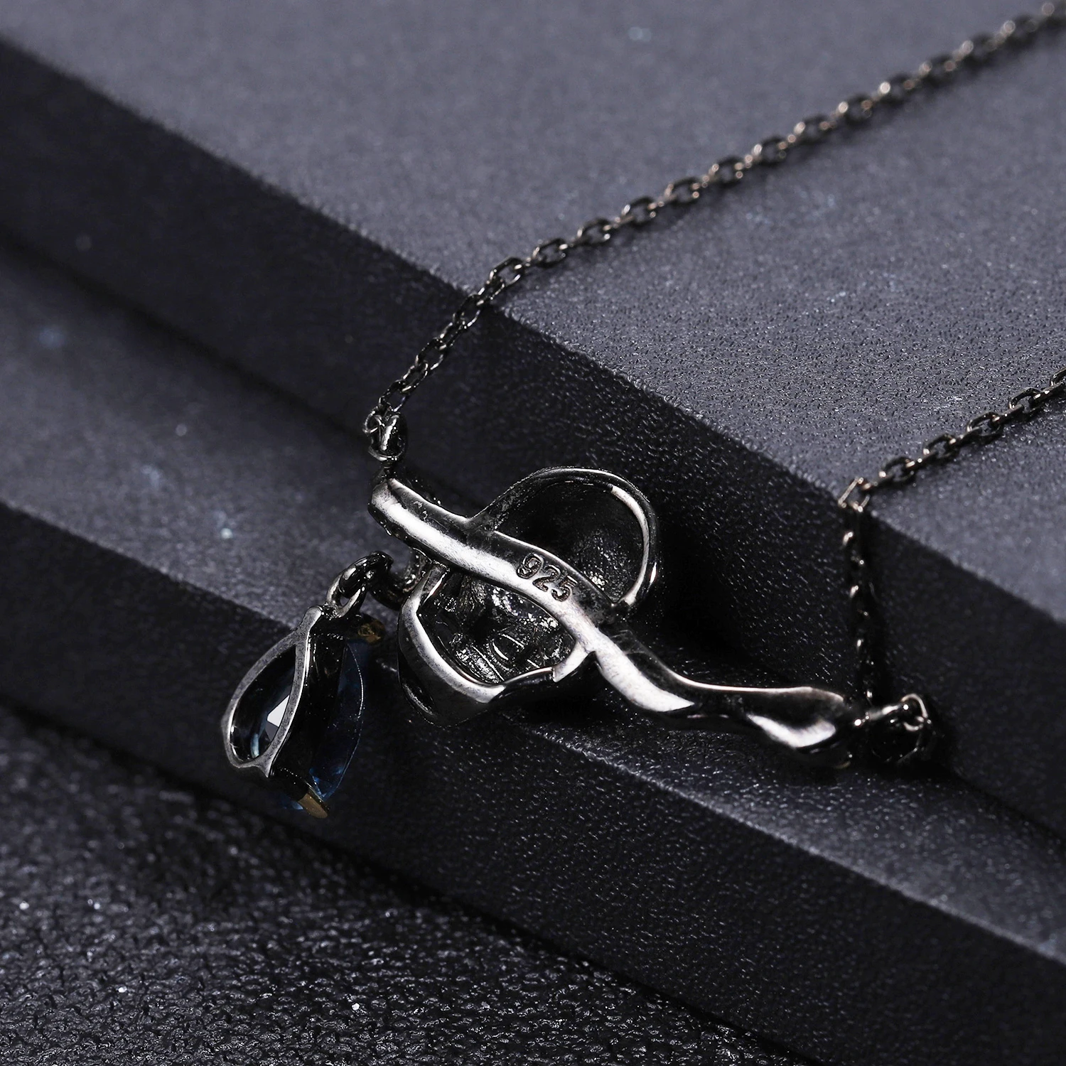 Женское ожерелье из серебра 925 пробы с натуральным голубым топазом украшение для