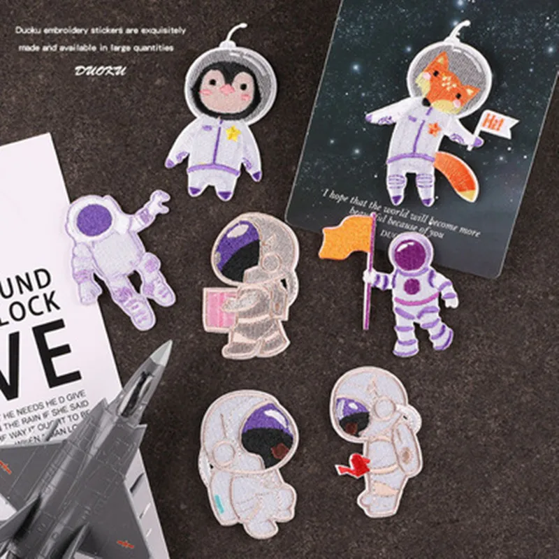 

3D Astronaut Patches Embroidery Badges Iron on for Clothes Patch Stickers DIY Jeans Bags Hat Shirt Alphabet Accessories