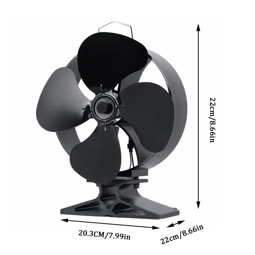 4 лезвия Вентилятор для печи работающий от тепловой энергии древесных бревен