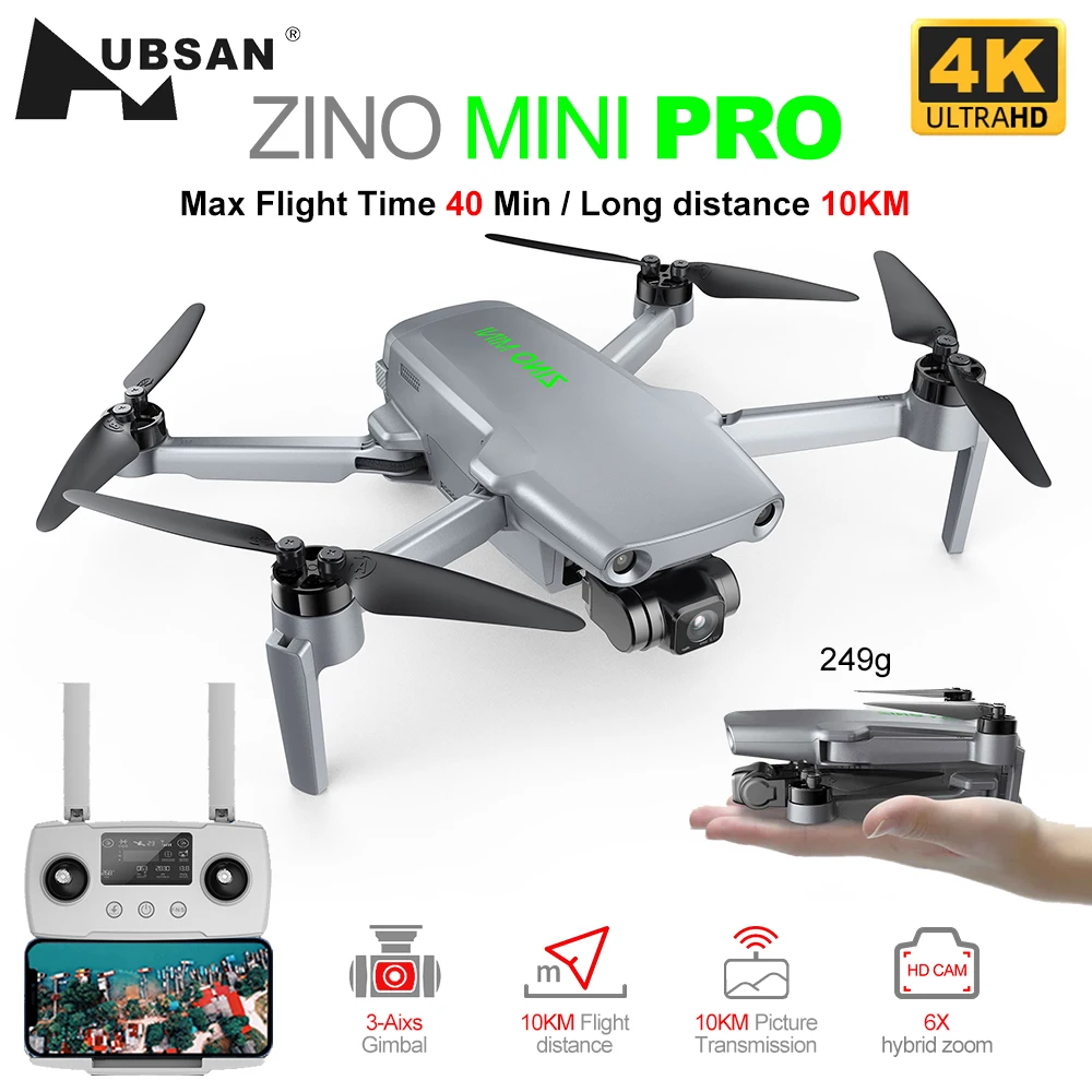Hubsan ZINO Mini PRO Дрон 4K GPS HD камера 3-осевой карданный Квадрокоптер Профессиональный 10
