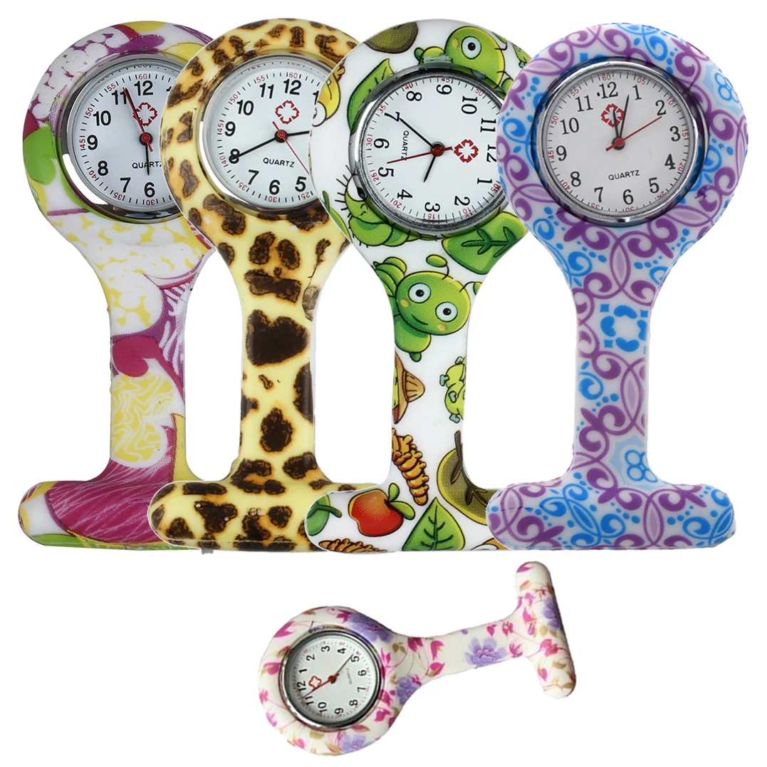 

Silicone Quartz Watch Nurse Brooch Pin Pliers Pocket Watch Green Cartoon