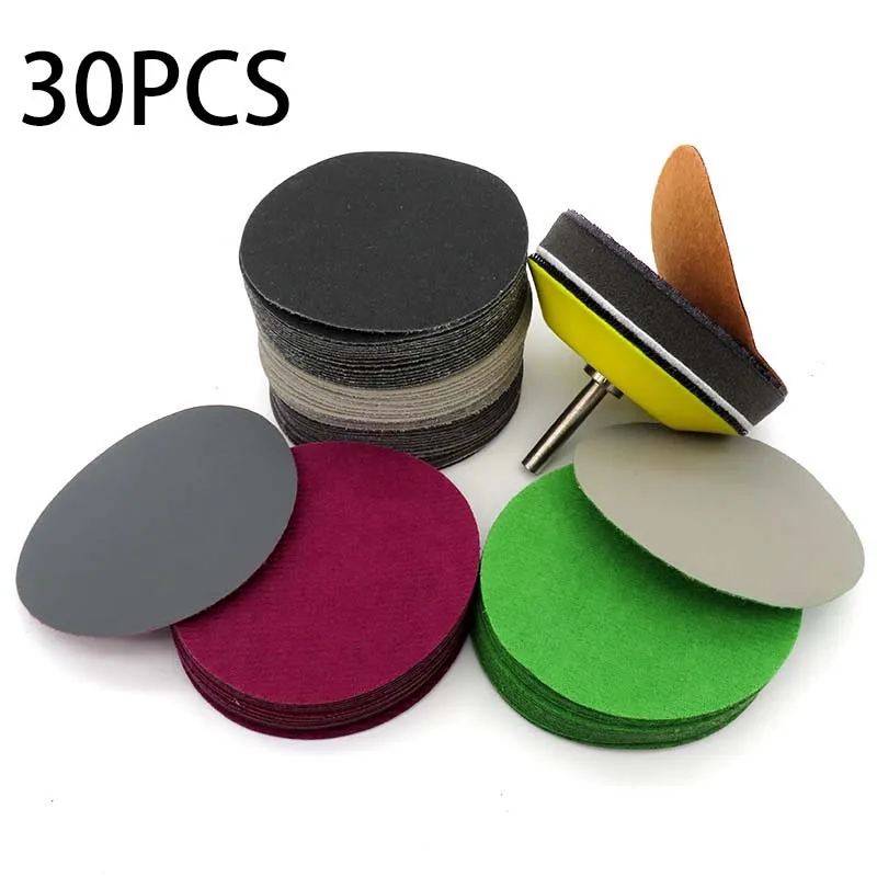 

30pcs Waterproof Sandpapers Sanding PadHook And Loop Round Discs Sheets Set Kit