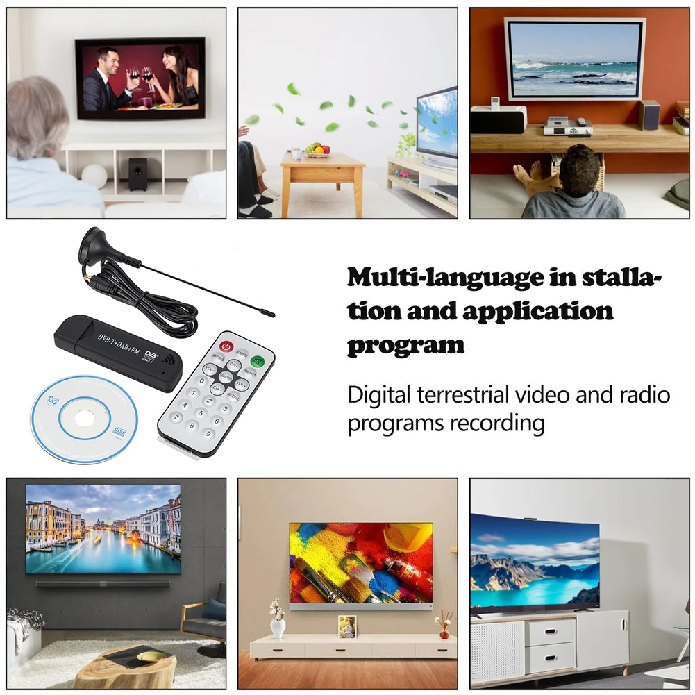 Приемник Цифровой TV Stick Dongle DVB T DAB FM антенный мини USB2.0 беспроводной радиоприемник