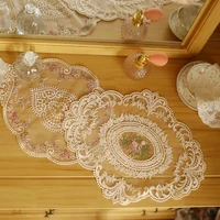 1pc vintage french lace tablecloth dining table embroidery placemat romantic lace fabric plate mat