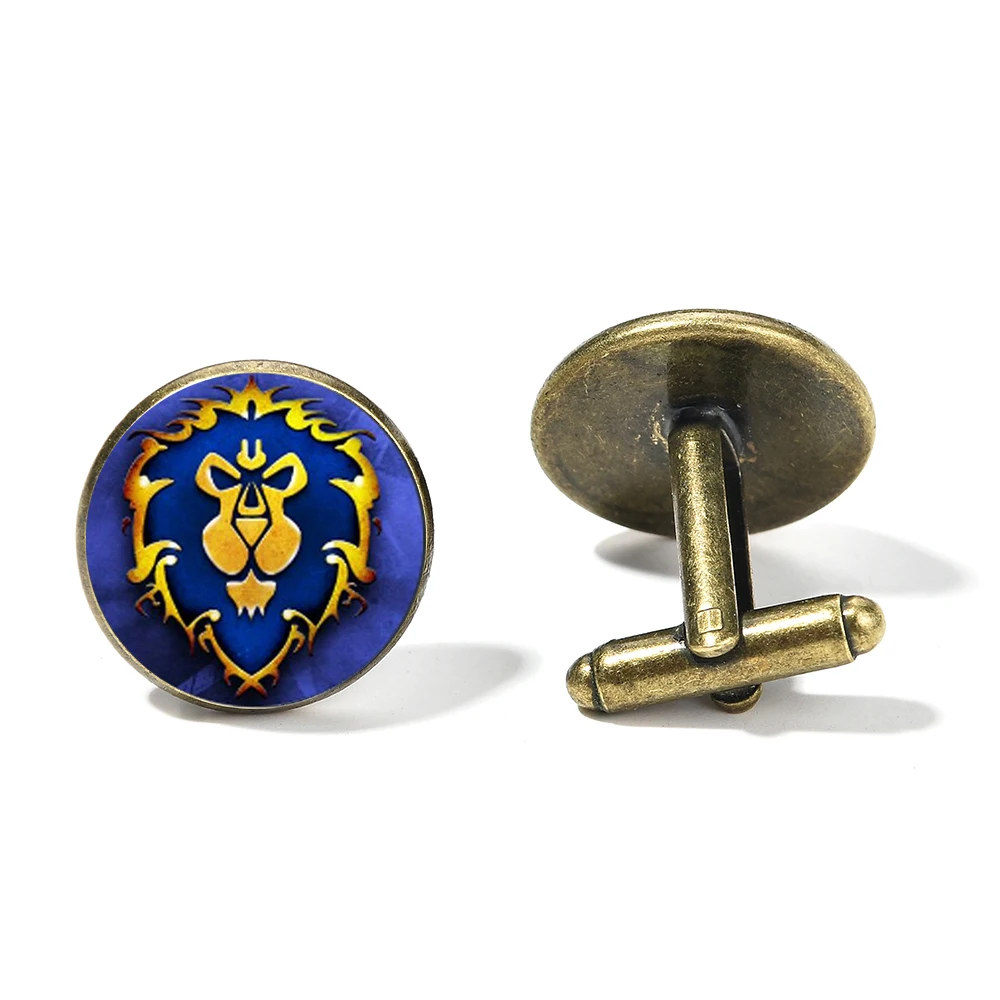 SONGDA World of Warcraft WOW Alliance Орда баннер запонки с изображением флага стекло время драгоценный камень сплав Косплей запонки для фанатов - Окраска металла: Style 4