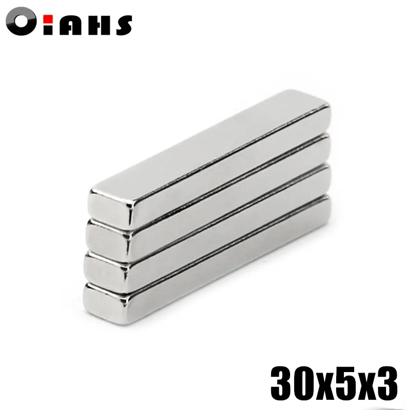 Неодимовый Магнит 30x5x3 50 шт. Блок N35 NdFeB супермощный Сильный Постоянный Магнитный