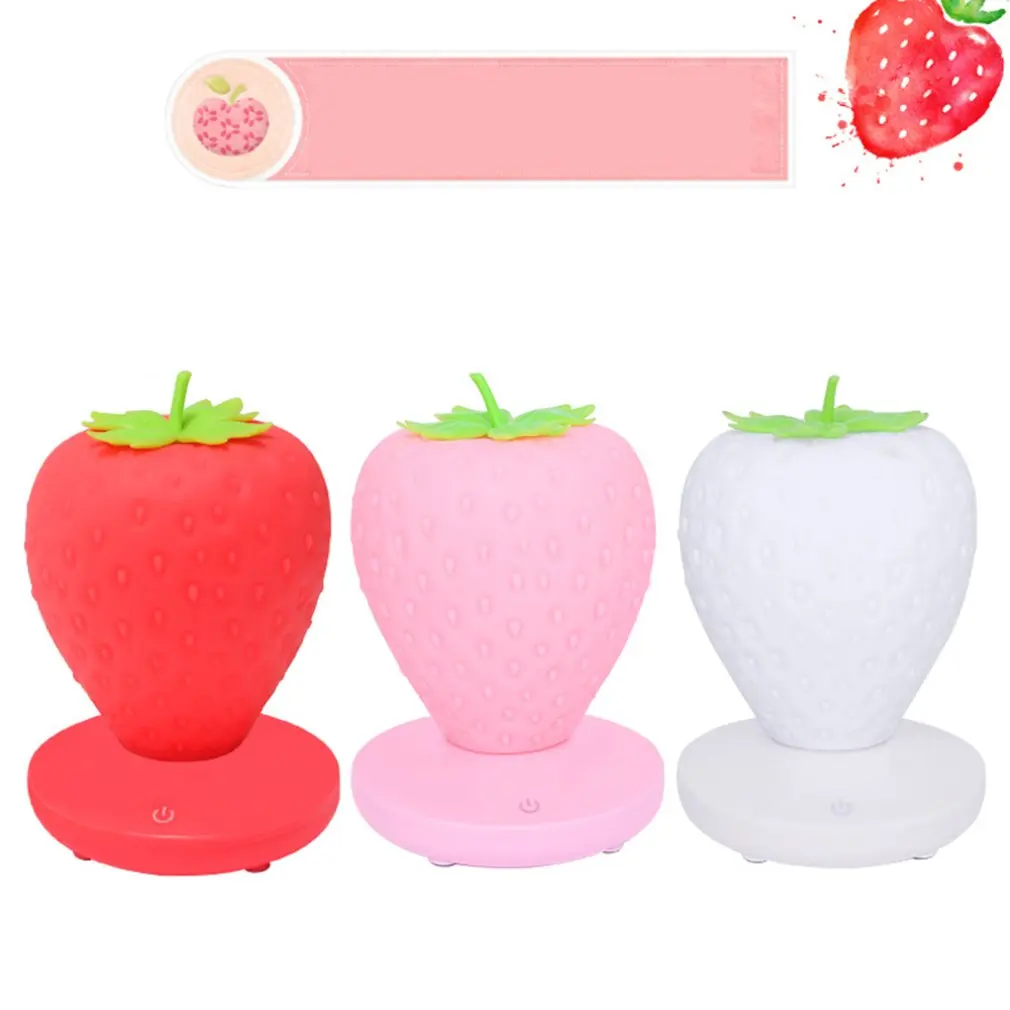 

USB LED Strawberry Night Light Eye Protection Bedside Night Lights Atmosphere Lamp Bedroom Home Decoration Adults Kids Gifts