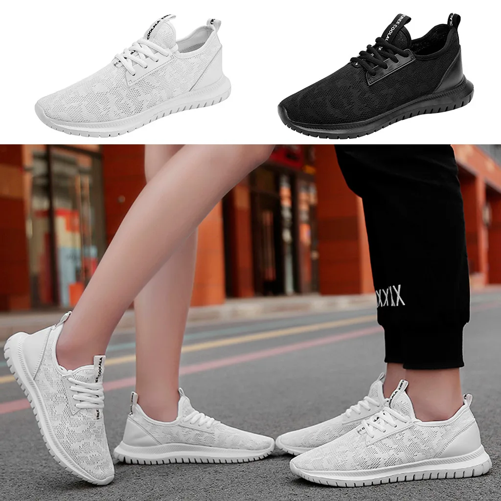 

Couple Mens Womens Casual Shoes Mesh Breathable Durable Outdoor Lace-Up Sneaker Cross-tied Soft Bottom Leisure 2020