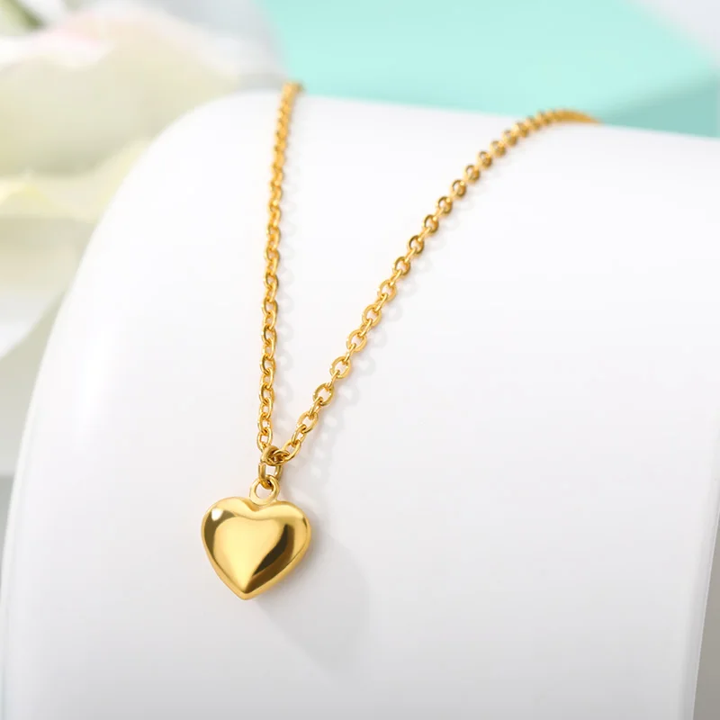 

2020 Ethnic Sweet Girls Elegant Heart Necklace For Women Love Students Fashion Stainless Steel Gold Party Choker Jewelry Gifts