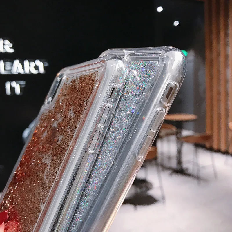 Прозрачный чехол из ТПУ с жидким блеском для iPhone 11 Pro Max X XS XR 6 7 8 Plus SE 2020